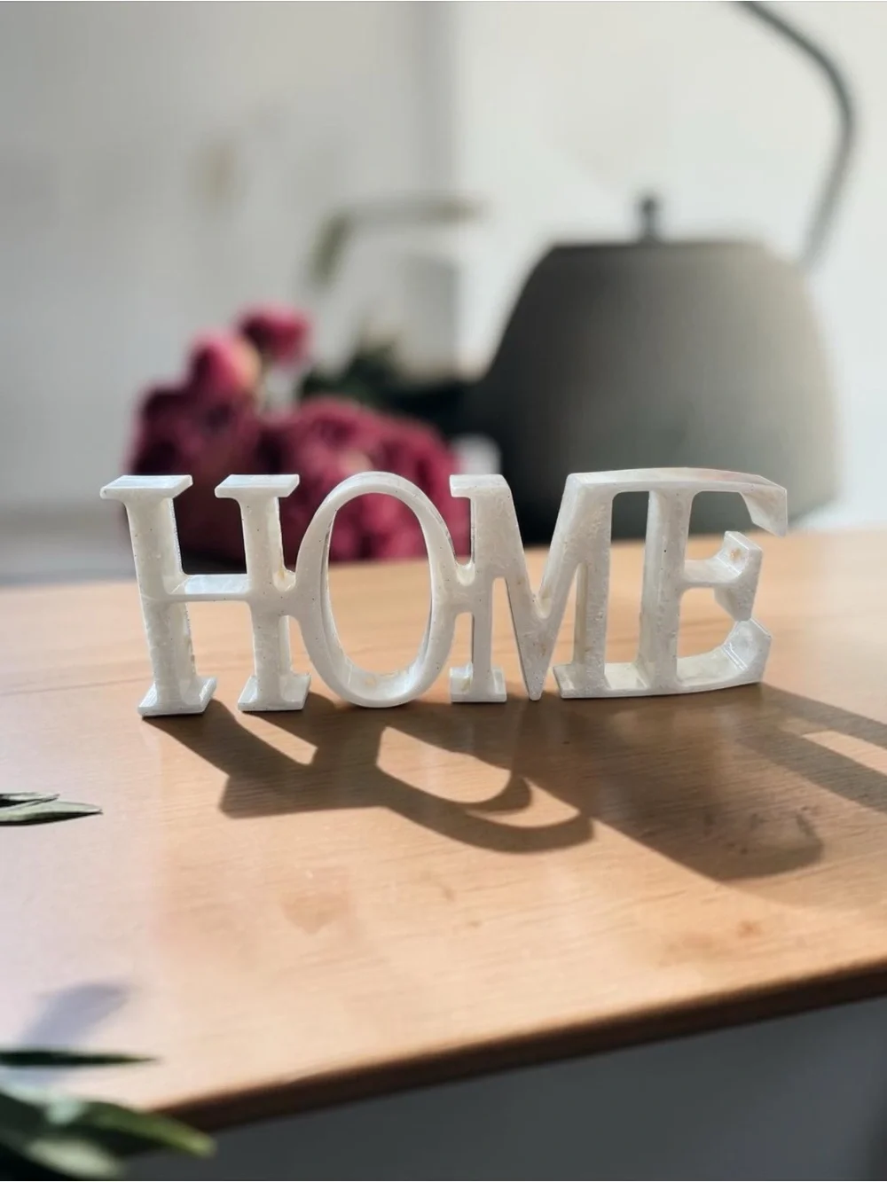 White HOME Decorative Accent Word - Elegant Tabletop Decor